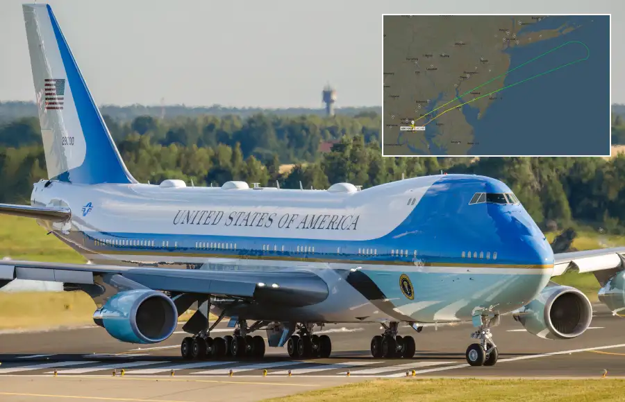Air Force One with Route Shown Inset